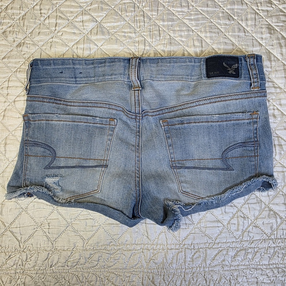 Y2K‎ American Eagle Womens 4 Shortie Micro Tie Front Distressed Cutoff Shorts - Picture 8 of 8